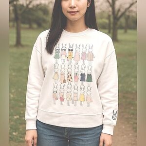 RARE Vintage FIFI LAPIN Fashionista Bunny Graphic Hi-Lo Sweatshirt
